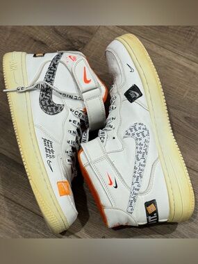 Nike Air Force 1 High '07 PRM JDI Just Do It White Orange 2018 Size 9